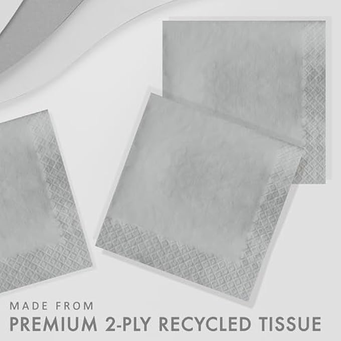 TOUCH OF COLOUR LUNCH NAPKINS PACK OF 50, SHIMMERING SILVER - Image 2